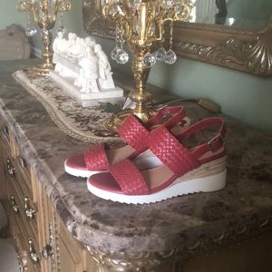 Easy Spirit Red Braided Wedge Sandals
